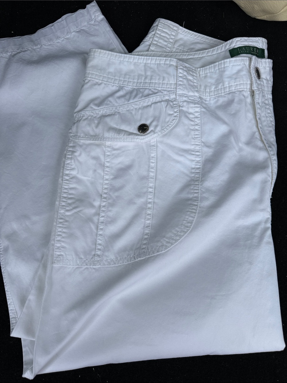 Ralph Lauren White Cotton Pocket Detail Pants